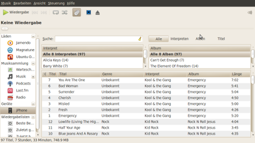 Ubuntu Iphone Musik-Wiedergabe